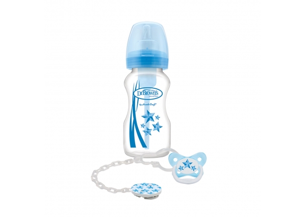 Dr. Brown's Options Wide Neck Bottle 270ml + Soother Gift Set - Blue